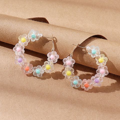 Fashion Simple Cute Creative Beaded Resin Flower Earrings