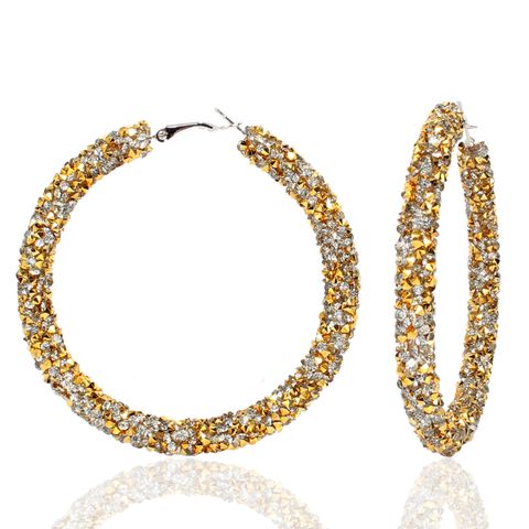 Lady Fashion Ethnic Style Round Rhinestone Artificial Gemstones Earrings