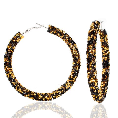 Lady Fashion Ethnic Style Round Rhinestone Artificial Gemstones Earrings