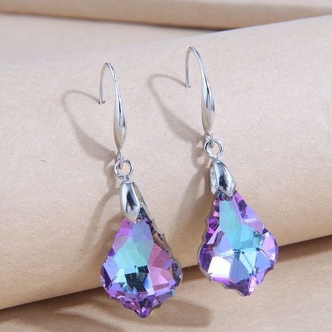 Fashion Concise Maple Leaf Crystal Metal Stone Earrings