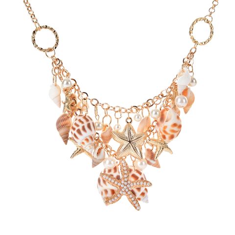 Boho Fashion Geometric Conch Starfish Shell Pendent Necklace