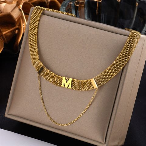 304 Stainless Steel 18K Gold Plated Fashion Letter Necklace