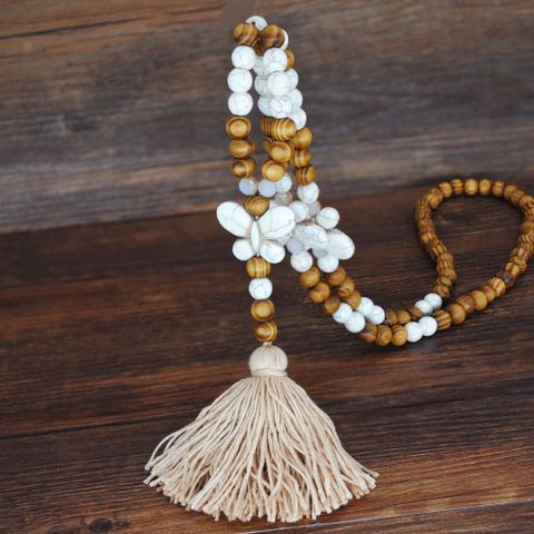 Fashion Bohemian Tassel Handmade Wooden Beaded Necklace