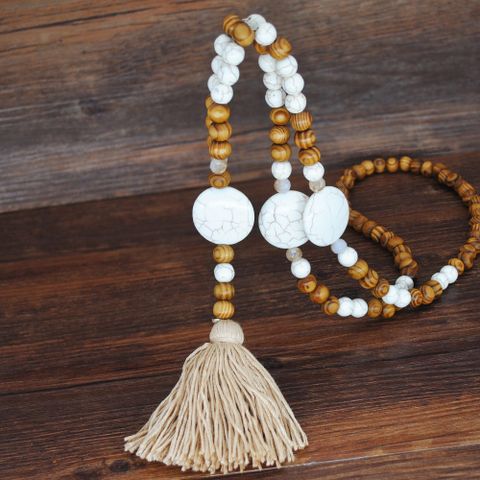 Fashion Bohemian Tassel Handmade Wooden Beaded Necklace