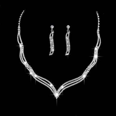 Fashion Geometric Metal Women's Earrings Necklace Jewelry Set