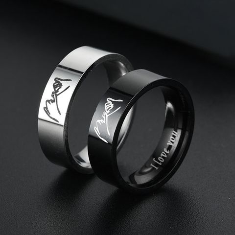 Titanium Steel I Love You Hand In Hand Couple Ring Set
