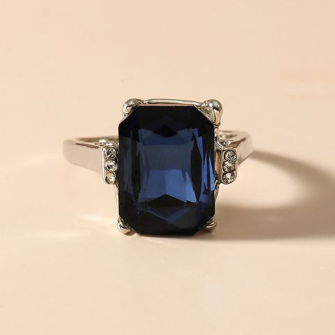 Fashion Geometric Square Colorful Sapphire Crystal Alloy Ring