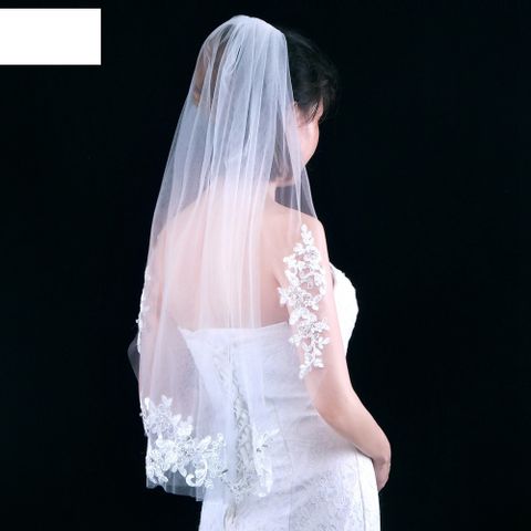 Fashion Simple White Single Layer Lace Bridal Veil