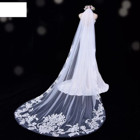Fashion Simple Lace Veil Long Tail Wedding Bridal Veil