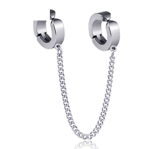 Fashion Simple Geometric Titanium Steel Chain Tassel Ear Cilps
