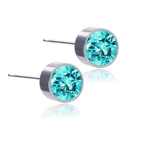 Simple Colorful Diamond Titanium Steel Stud Earrings