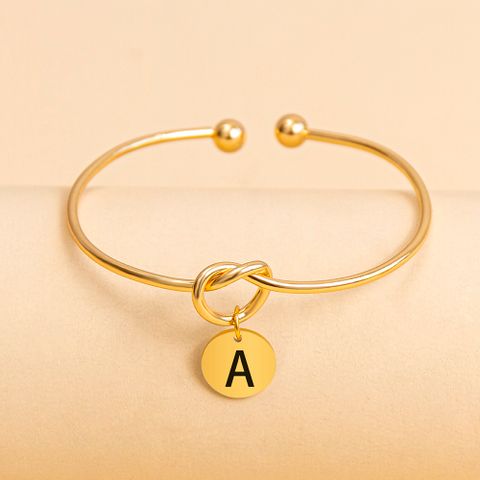 Wholesale Jewelry Simple Style Letter Alloy Gold Plated