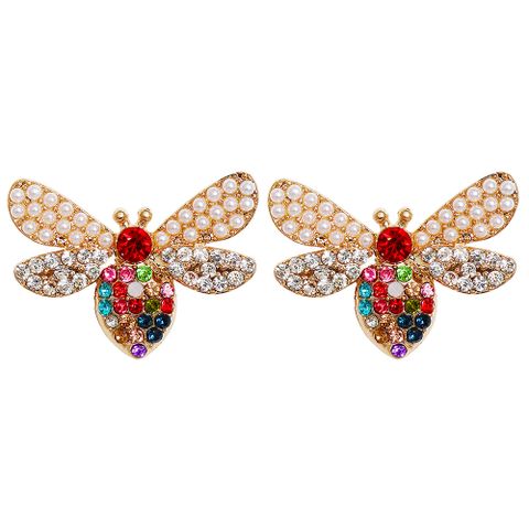 New Creative Insect Bee Full Diamond Stud Earrings