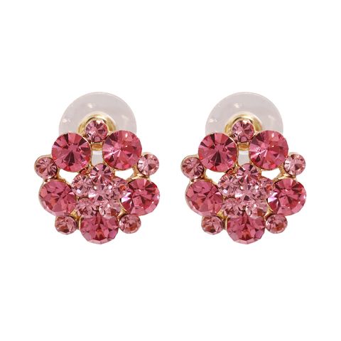 Fashion Flower Crystal Diamond Stud Earrings