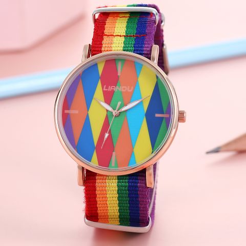 Lady Rainbow Lingge Alloy Nonwoven Kids Watches