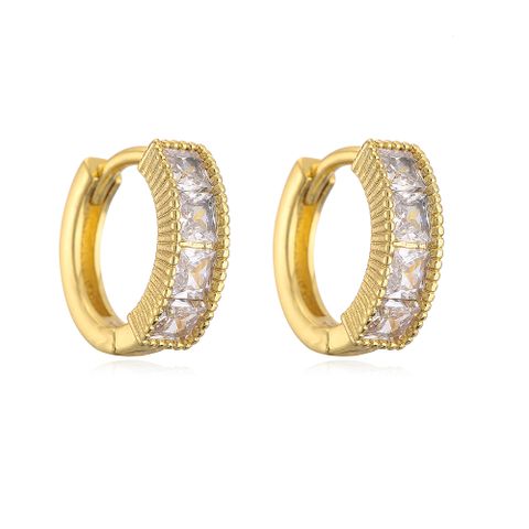 Fashion Geometric Circle Copper Gold-plated Micro Inlaid Zircon Earrings