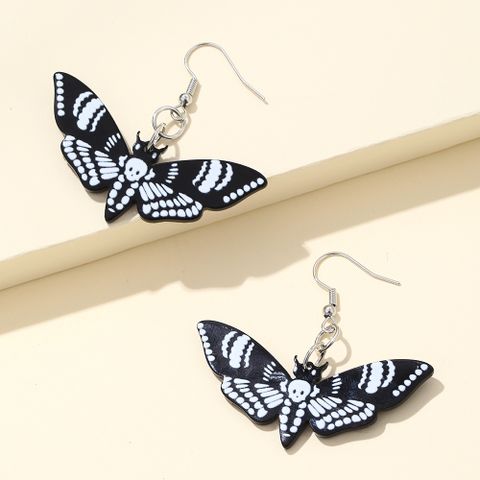 Fashion Elegant Acrylic Dark Butterfly Black Skull Earrings Female