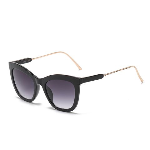 Fashion Cat Eye Full Frame Gradient Color Metal Sunglasses