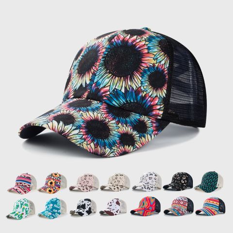 Unisex Fashion Printing Color Block Flower Baseball Cap