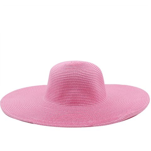 13cm Candy Color Women's Wide Brim Beach Sun-proof Sun Straw Hat