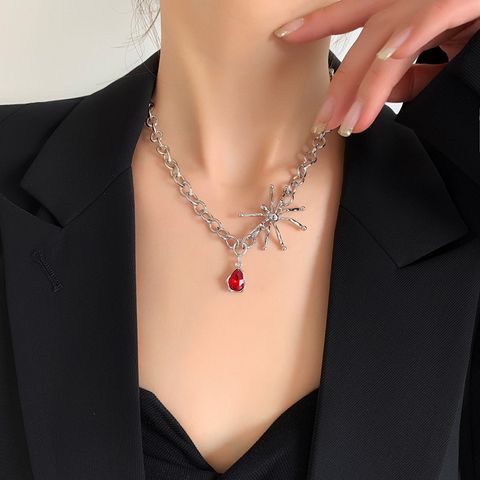 New Style Fashion Spider Ruby Pendant Clavicle Chain Necklace