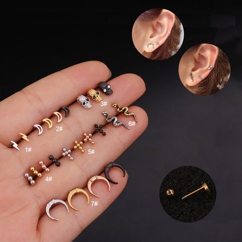 Ear Cartilage Rings & Studs Lady Moon 316 Stainless Steel  Plating
