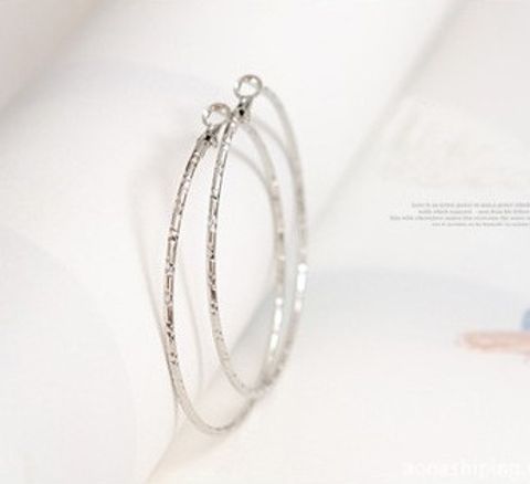 Simple Fashion Hollow Round Carved Large Stainless Steel Earrings