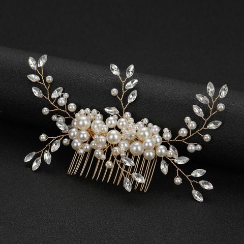 Women's Glam Wedding Bridal Geometric Artificial Pearl Hair Combs Insert Comb