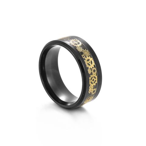 Fashion Black-plated Carbon Fiber Titanium Steel Gear Ring