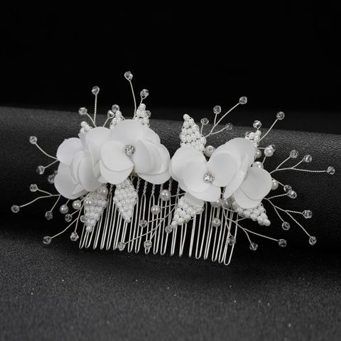 Bridal Flower Hair Comb Simple Head Flower Millet Pearl Bead Knot Wedding Accessories