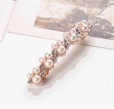 Women's Fashion Inlaid Pearls Diamond Artificial Rhinestones Artificial Pearls Hair Clip