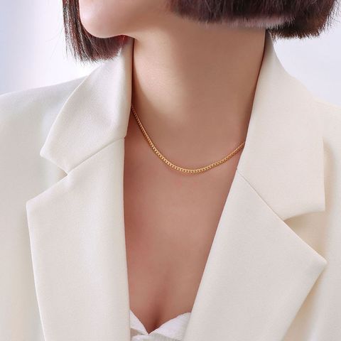 Collar De Estilo De Diseño De Doble Chocke Collar De Acero De Titanio 18 Pulsera De Oro Real