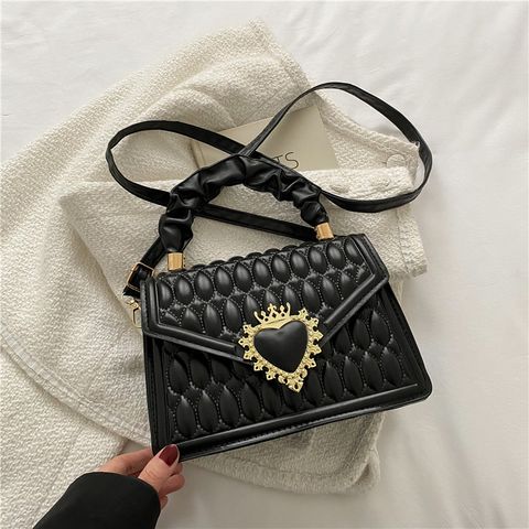 Small Pu Leather Solid Color Square Buckle Square Bag