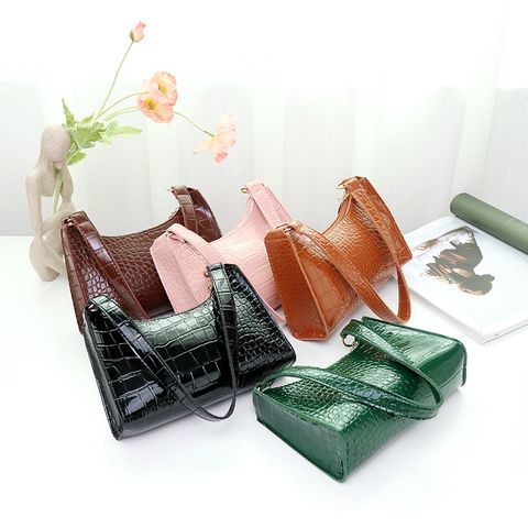 Fashion Crocodile Pattern Underarm Women's Casual Women's Solid Color Handbag