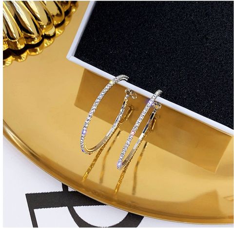 1 Set Fashion Oversized Circle Diamond Rhinestone Artificial Rhinestones Earrings