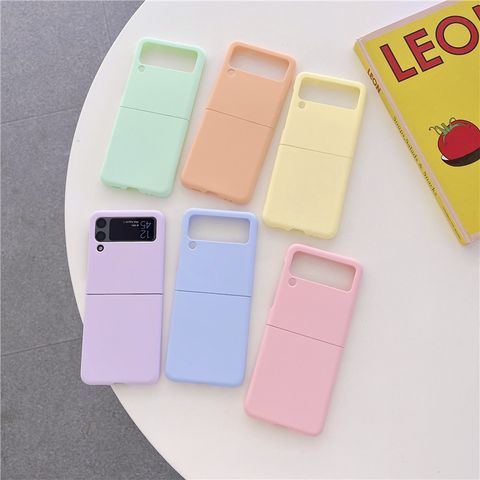 Fashion Simple Macaron Color Series Phone Case For  Galaxy Z Flip3 Foldable Screen Hard Case
