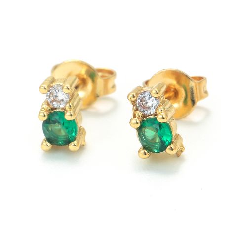 Color Zircon Decor Personality Inlaid Four-claw Earring