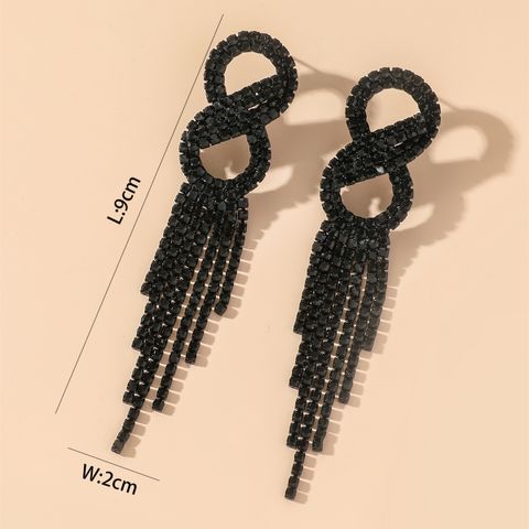 Fashion Alloy Rhinestone Geometric Pattern Tassel Earrings Daily Unset Drop Earrings
