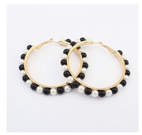 1 Set Exaggerated Geometric Inlaid Pearls Imitation Pearl Artificial Pearls Earrings