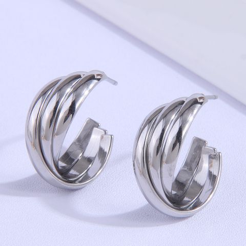 Fashion Simple Woven Titanium Steel Personality Ear Studs