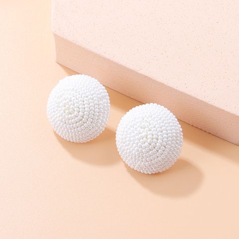 New Fashion Retro Colorful Hemisphere Bead Ear Stud Earrings