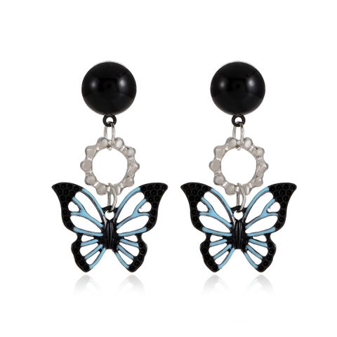 New Style Black Hollow Butterfly Pendant Alloy Earrings