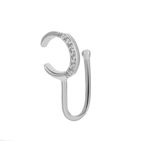New Style Moon Copper Inlaid Zircon U-shaped Adjustable Nose Ring Nose Clip