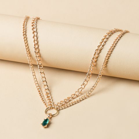 Fashion Elegant Double-layer Chain Rhinestone Inlaid Pendant Necklace For Women