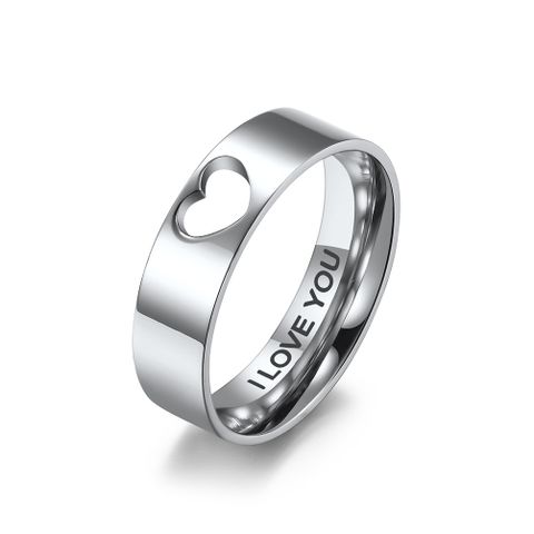 Anillo De Acero De Titanio Con Forma De Corazón Para Hombres Y Mujeres