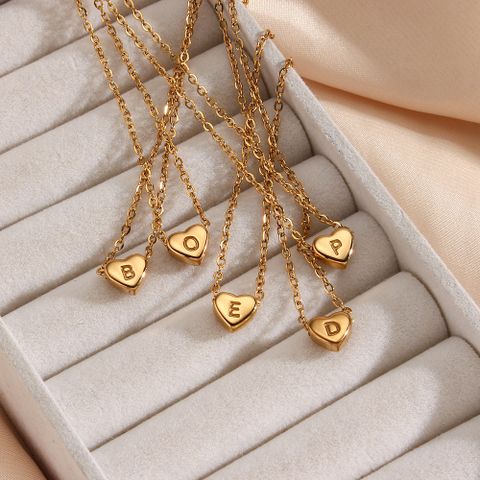 Mode Herz Rostfreier Stahl Überzug Vergoldet Halskette