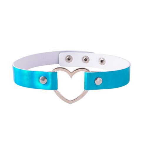 Fashion Laser Pu Leather Hollow Heart-shaped Collar Female Color Clavicle Necklace