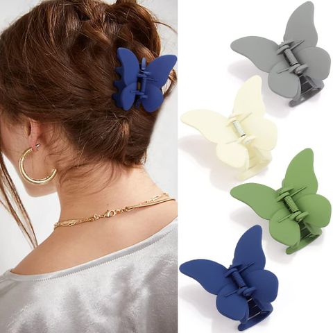 Solid Color Butterfly Grind Arenaceous Paint Personality Hair Clip Multicolors