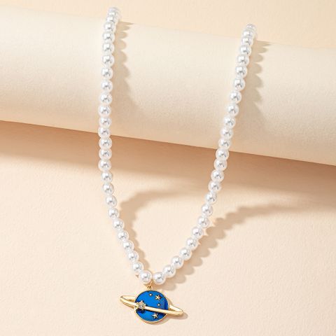 Fashion Geometric Pearl Imitation Pearl Beaded Necklace