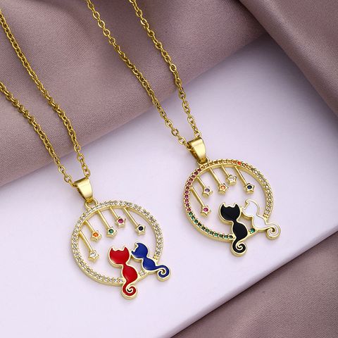Wholesale Animal 304 Stainless Steel Copper 18K Gold Plated Zircon Necklace
